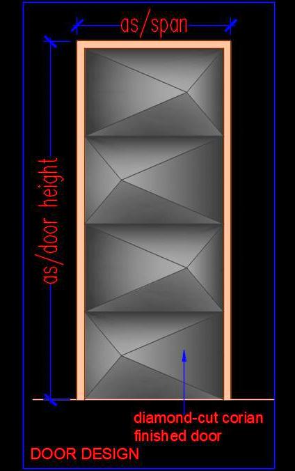 Flush Door Free CAD Block - Stylish Corian Design